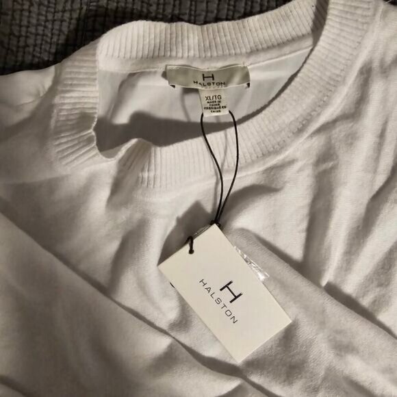 H Halston White Long Sleeve Sweater - Size Extra Large - Picture 5 of 8